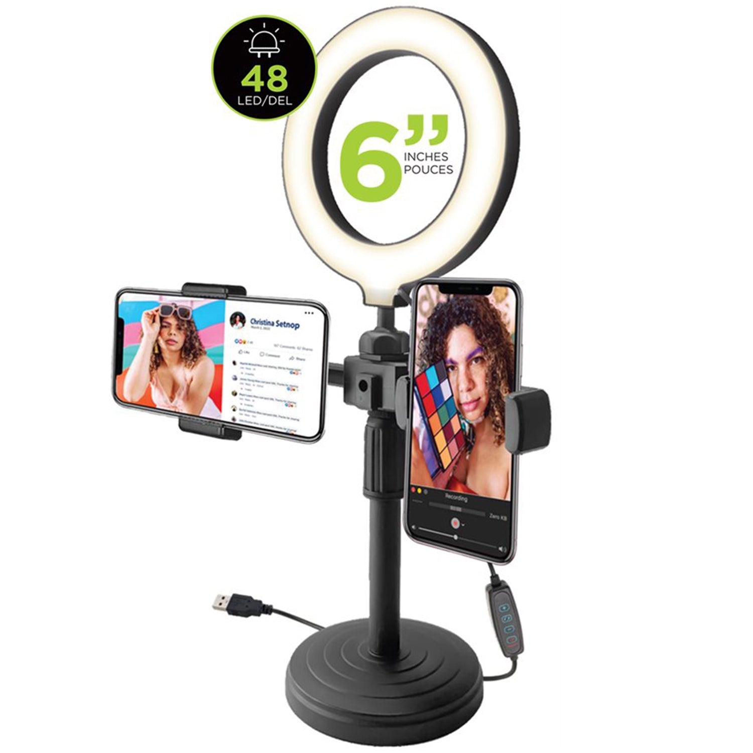 BOOST 6" 48 LED Ring Light with 2 phone holders