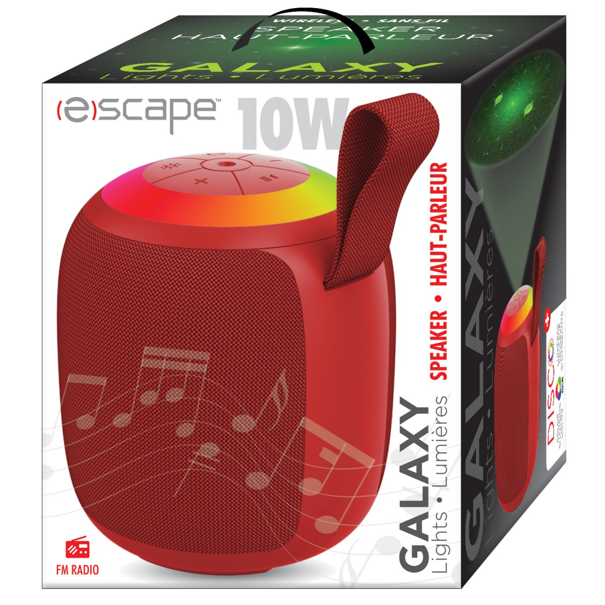 Escape 10W Wireless Speaker with Laser Galaxy Projection Red