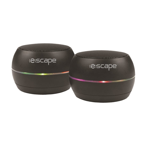Escape TWS Pair of Wireless Speakers with LED Light & FM Radio